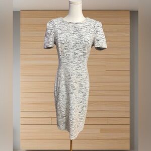Calvin Klein Tweed Sheath Career Dress Office Midi Neutral Minimalist Clean Girl